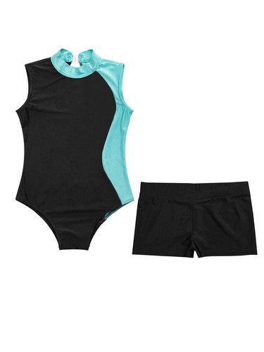 Kinder Mädchen Ballett Tanz Trikot mit Shorts Gymnastik Body Skaten Sportbekleidung - Bild 19 von 49