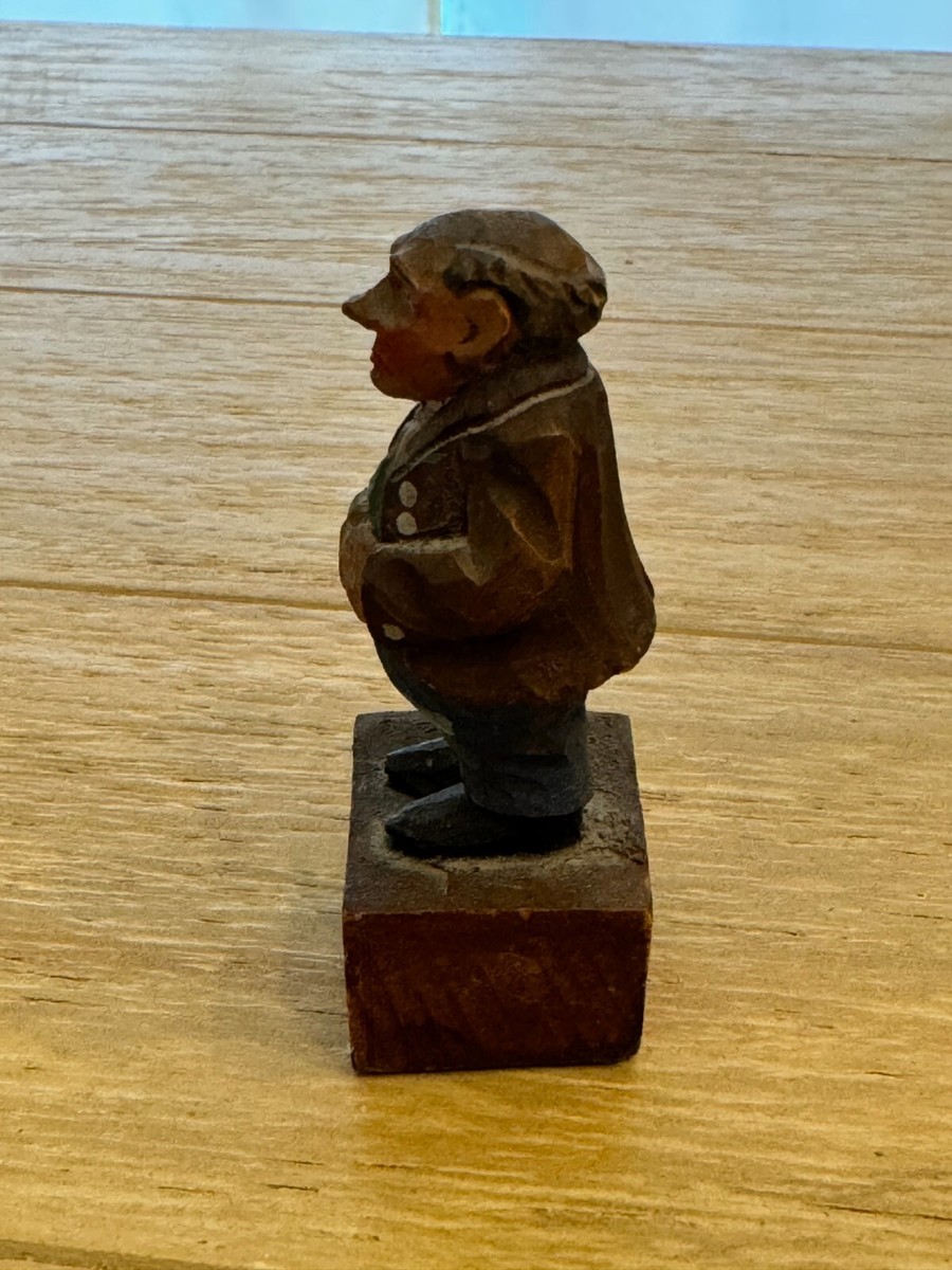 Vintage Austrian Folk Art Carved Wood Man Figurine Gruss aus