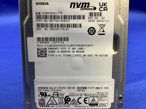 KCMYFRUG15T3 KIOXIA 15.36TB CM7-R NVMe PCIe Gen5 NVME 2.0 U.3 2.5 SSD - Picture 5 of 5