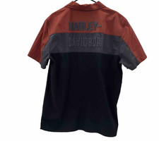 Harley Davidson Embroidered Mechanic Shirt Mens Large Short Sleeve Colorblock
