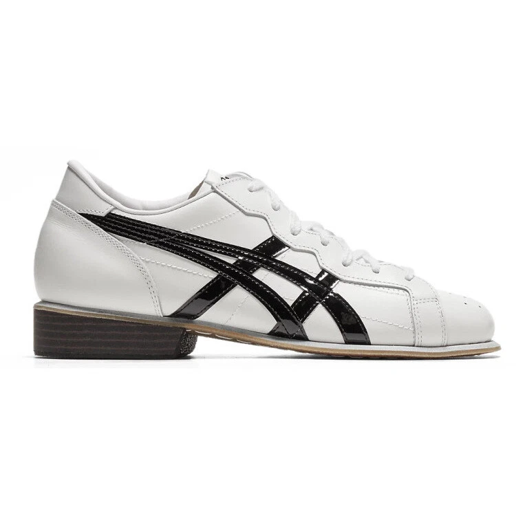 Zapatos de levantamiento de pesas ASICS 1163A006-100 blanco/negro cuero liso 2E nuevos Foto 2 de 4
