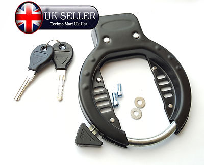 BICYCLE FRAME MOUNT LOCK BICYCLE BIKE CYCLE VINTAGE RETRO U-LOCK 2 KEYS BLACK