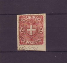 REGNO 1896 STEMMI 2 ct. CENTESIMI CENT. USATO SU FRAMMENTO