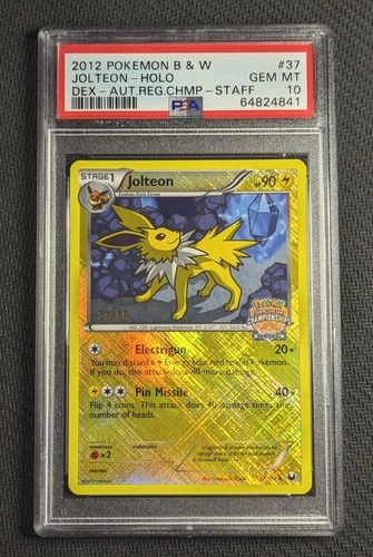 PSA 10 2012 Jolteon Crosshatch Holo STAFF 37/108 REGIONAL CHAMP Pokemon POP: 10