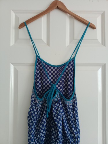 Accessorize Blue White Daisy Floral Sleeveless Strappy Shorts Playsuit Size L - Picture 6 of 23