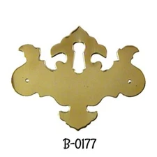 Chippendale Keyhole Cover - Polished Brass -  Antique Escutcheon Style Cover 
