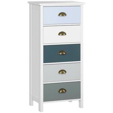 Slim Storage Cabinet Organizer Chest of Drawers 5-Drawer Dresser Metal Handle