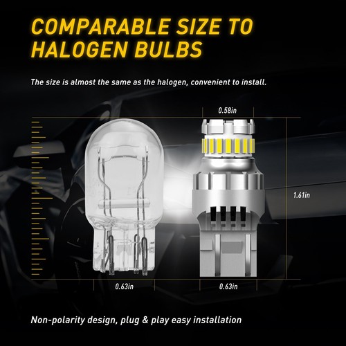 7440 7443 7444 W21W LED Backup Reverse Light Bulbs Back Up Super Bright White US - Picture 3 of 24
