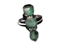 Natural Raw Emerald Gemstone Ring 925 Sterling Silver Handmade Women Ring