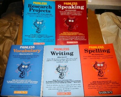 5 LOT Books Barrons Painless Vocab Writing Research Project Spelling & Speaking