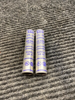 NOS Lot of 2 ILSCO CTL-4/0 Copper Compression Sleeve 4/0 AWG