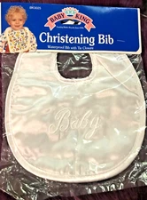 Baby King Waterproof 100% Satin Acetate UNISEX CHRISTENING BIB with Tie Closure