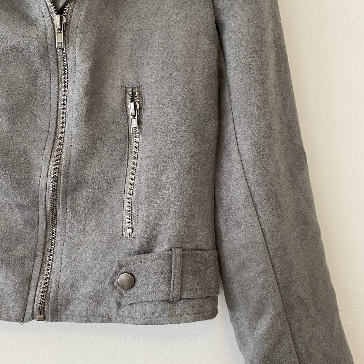 Jack By BB Dakota Jacket Women XS Gray Moto Faux Suede  display picture 1