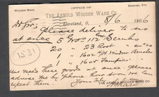 1906 postal card The Arnold Wooden Ware Company Cleveland OH to Work House city