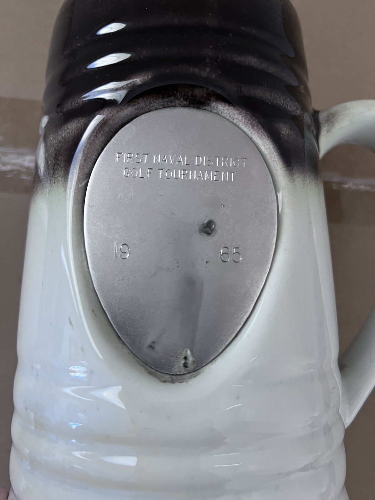 1965 First Naval golf tournament Mug Stein 7” X 3.5” Two Tone
