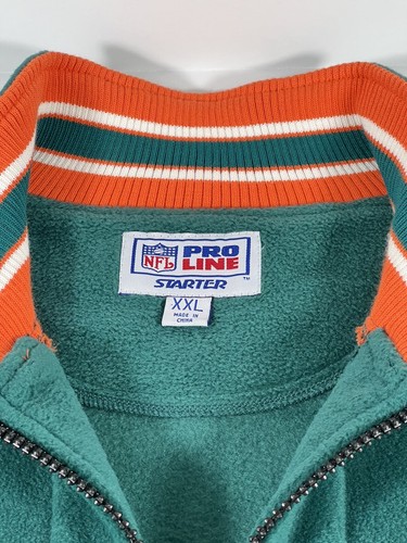 Miami Dolphins 1/4 Zip Fleece Jacket Mens XXL Starter Pro Line Green - Picture 10 of 12