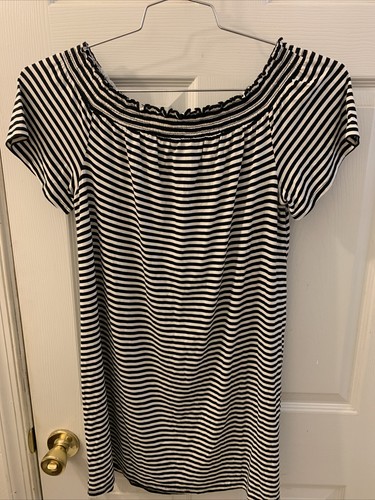 Blusa Top Love Fire Talla L Negra Blanca a Rayas Nueva con Etiqueta - Imagen 3 de 6