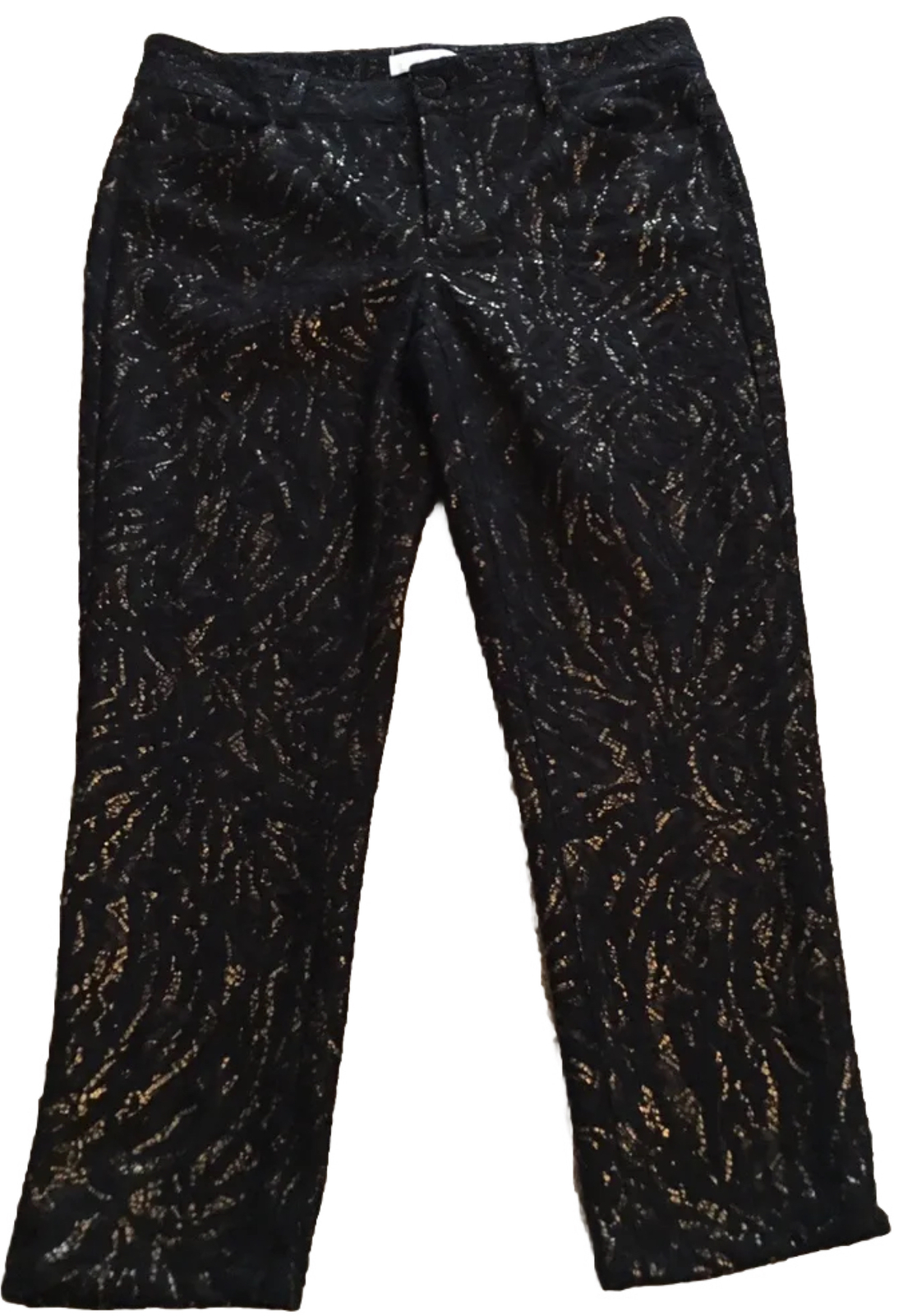 👖🖤Designer Cache - Size 6 Pants patterned Metal… - image 1