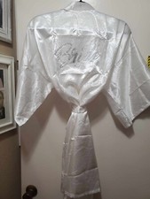 Bride Robe, White Silky With Silver Bling Letters One Size Fits All