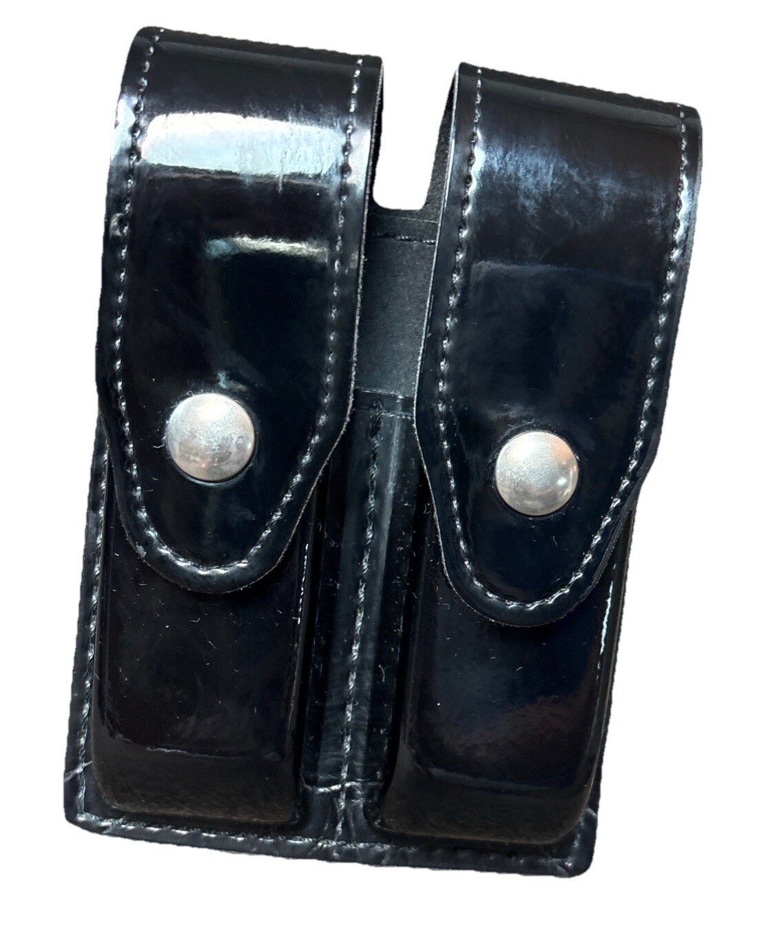 Gould & Goodrich H627-4 Double Magazine Case Hi-Gloss Silver Snaps Preowned-image