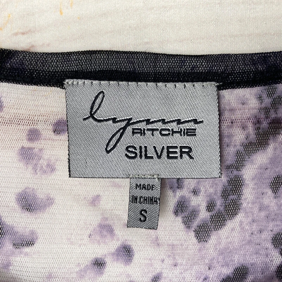 Lynn Ritchie Топ женщин S фиолетовый змеиной кожи сетки вязаный блузка стороны разрезы чистый - Изображение 3 из 4