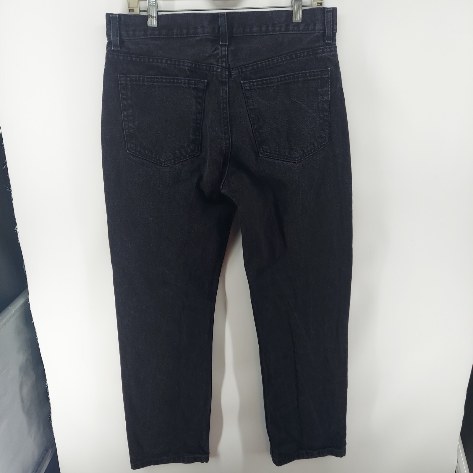 denim jeans men size 32 black Regular fit straight leg cotton