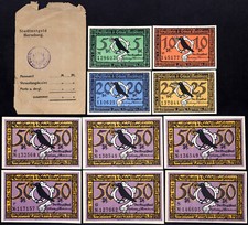 MERSEBURG 1921 "Ravens" Complete Series w/Rare Envelope! German Notgeld