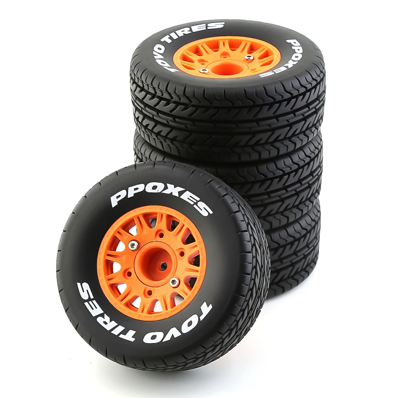 1/10 Rc Car Short Course Truck Orange Wheels & Tires For Traxxas Slash