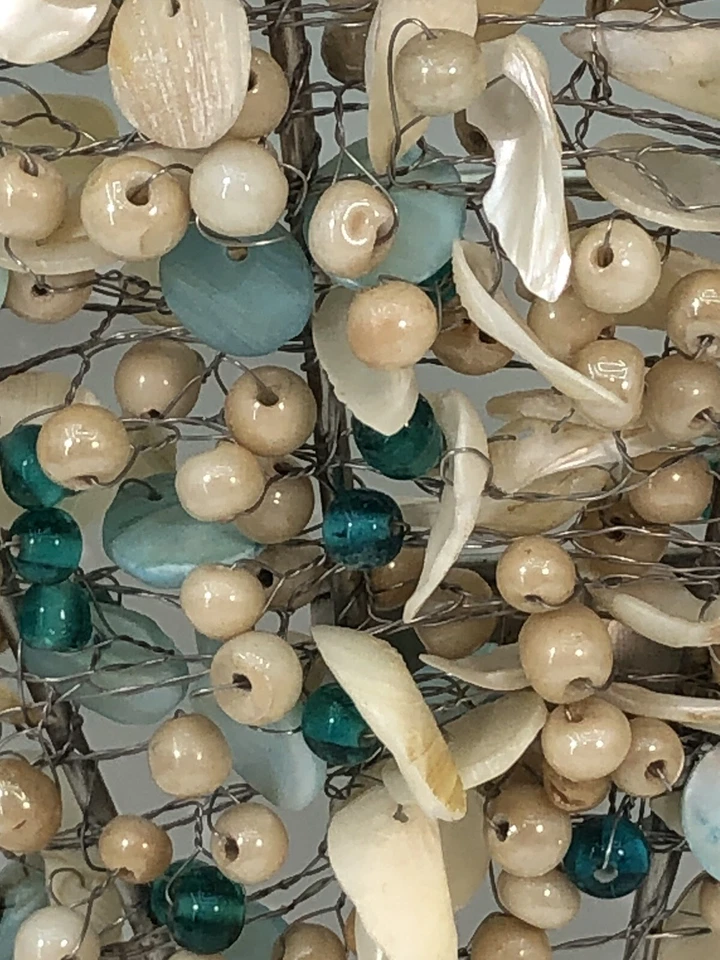 Unique Handmade Beaded And Shells Wall Sconce 8” In Height - Image 2 of 4