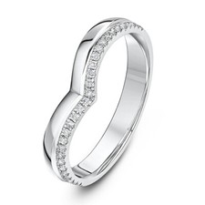 9 Karat Weißgold Diamant gebogener Wunschknochen Ewigkeit Stil geformter Ring 3 mm