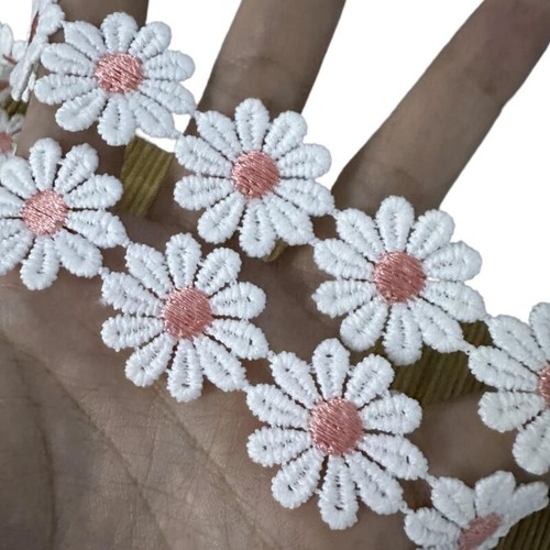 Embroidered Lace Trim 25mm Wide Embroidered Applique Decorating Lace Trims - Picture 13 of 18