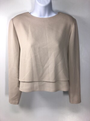 Ildi Marshall Sz 8 Professional Skirt Suit Tan Long Sleeve Calf Length