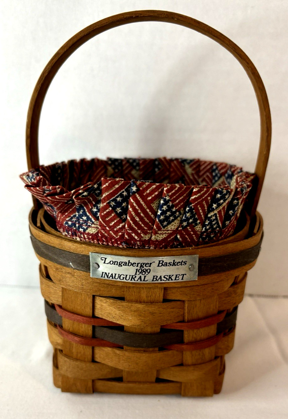 Vintage 1989 Inaugural Longaberger Basket W/ New Fabric Liner