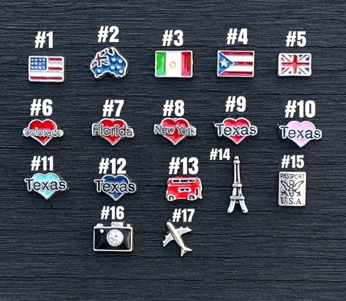 Schwimmende Charms USA Staaten Länder Reise Glas Medaillons - Bild 2 von 20