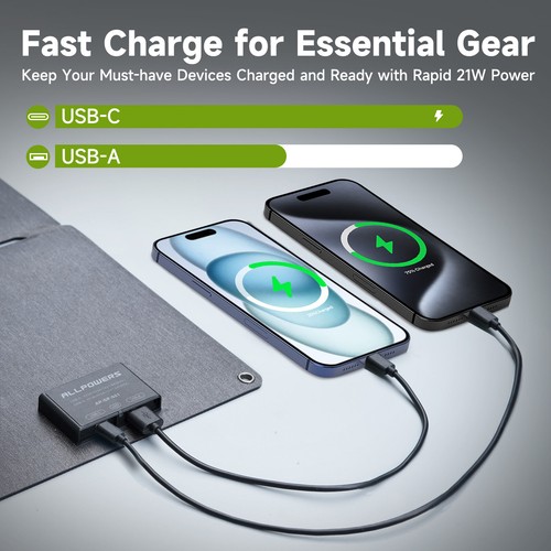 ALLPOWERS 100W Power Bank 24000mAh USB-C con LED y Panel Solar para Camping - Imagen 10 de 20