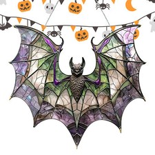 Halloween Colorful Bat Stained Glass Catcher Window Hanging Acrylic Wall Art