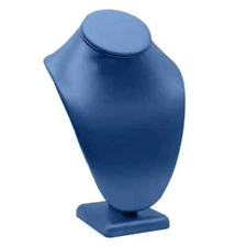 Blue Leatherette Jewelry Necklace Display Bust, 11" Tall