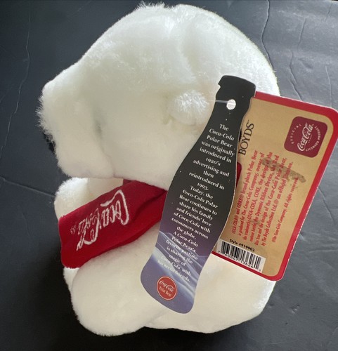 Boyds Bears Coca Cola Polar Bear Sitting Plush Soft Toy Stuffed Animal Red Scarf