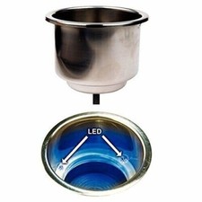 SEACHOICE, Stainless Steel Red Led Drink Hold W/Drain, Recessed Cup Holders