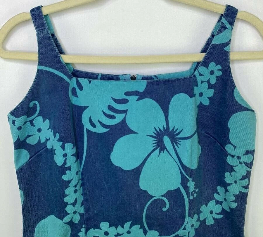 Lucky Brand Girls Denim Skirt Floral Sleeveless Square Neck Side Slit Zipper XL - Image 2 of 4