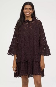 h&m burgundy lace dress