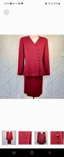 Vintage Valentino Miss V Red Wool Skirt Suit Set