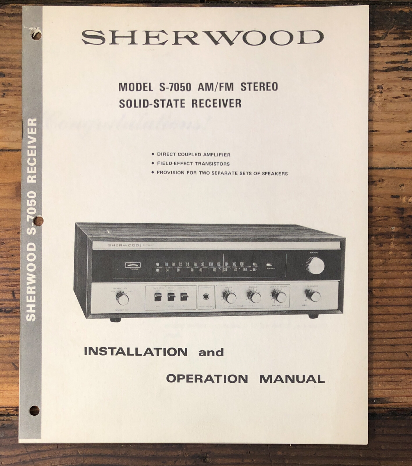 Sherwood S-7050 Receiver  Owner / User Manual *Original*