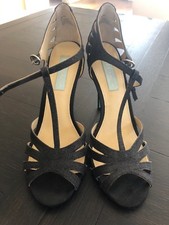 BETSEY JOHNSON BLACK GLITTER 4" HEELS SIZE 8