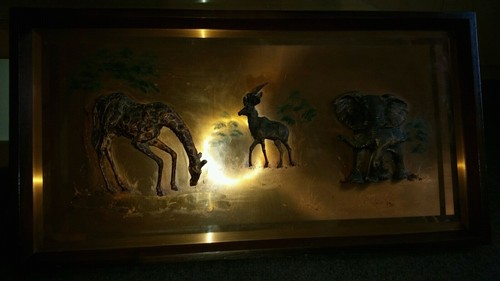 Bronzeskulptur handgefertigt Tier Statue Rahmen afrikanische Wildtiere Elefant Giraffe - Bild 2 von 7