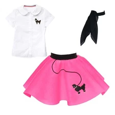 Hip Hop 50s Shop 3 pc Toddler Poodle Skirt Outfit Halloween or Dance Costume