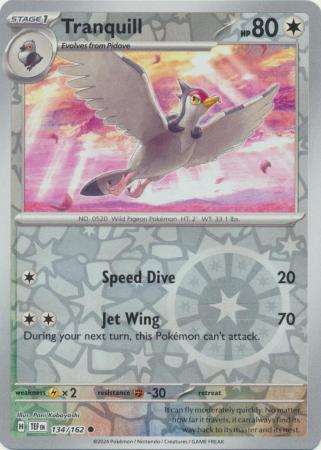 TRANQUILL 134/162 TEMPORAL FORCES POKEMON (REVERSE HOLO, NM)