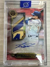 KYLE SCHWARBER 2019 TOPPS TRIPLE THREADS AUTO GU JUMBO LOGO PATCH RELIC RUBY 1/1
