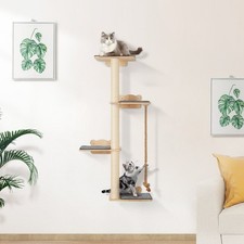 4 Tiers Tall Cat Tree, Cat Wall Furniture Set with 4 Jumping Boards, Wall-Mounte