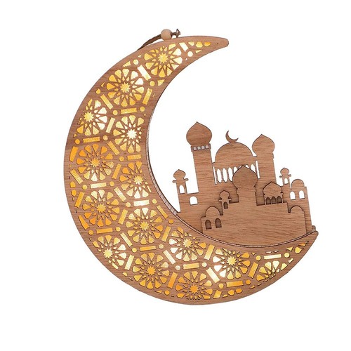 Decorative Wooden Moon Star Table Lamp for Ramadan and Eid Festivities - Picture 3 of 17